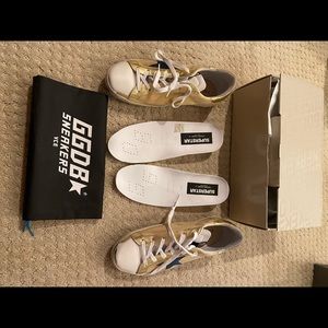 Golden Goose SS Hazelnut Nubuck/Gold/Blue Star